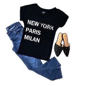 *NWOT New York, Paris, Milan Short Sleeve Tee